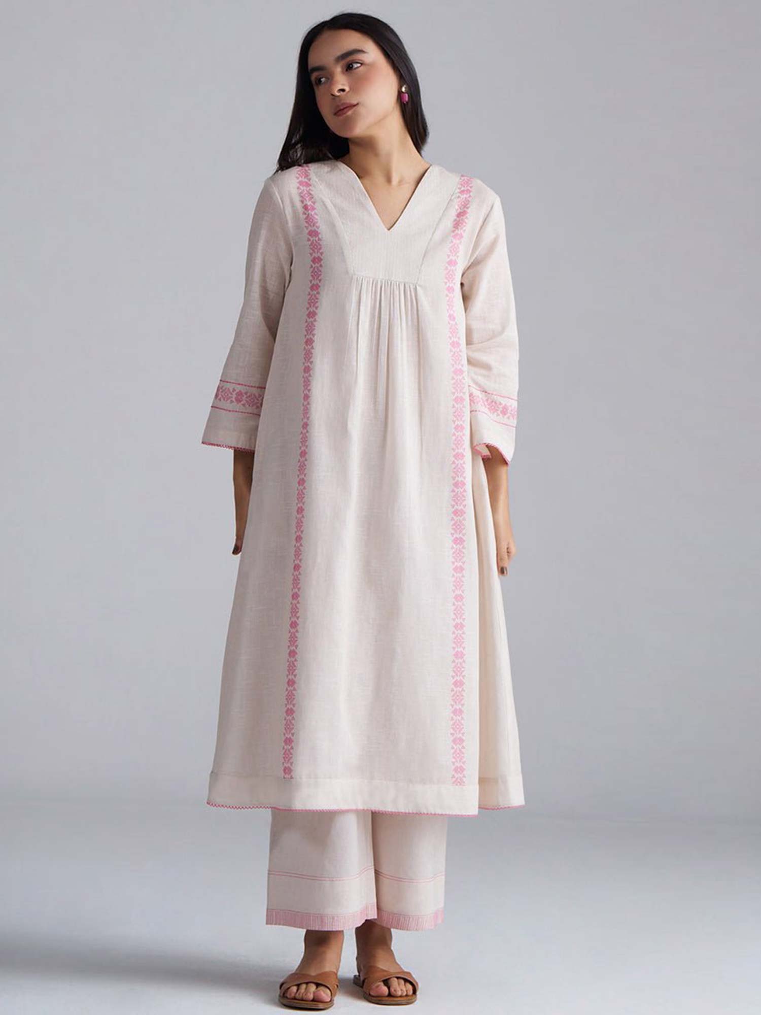 ganga fashions Women Ivory Cotton Linen Printed Co-Ord Set-picture-15