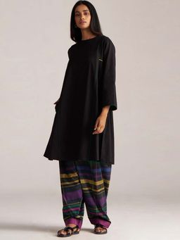 Ganga Fashions - Women Black Cotton A-Line Co-Ord Set
