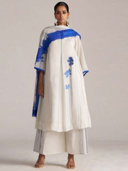 Ganga Fashions - Women Ivory Pure Chanderi Kurta with Palazzo with Dupatta and Slip