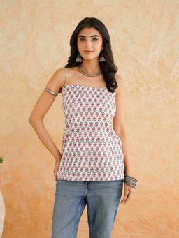 GOODHAND - Cotton Sleeveless Strappy White Top