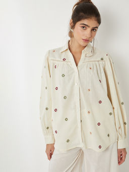 max - Women's Off White Embroidered Shirt
