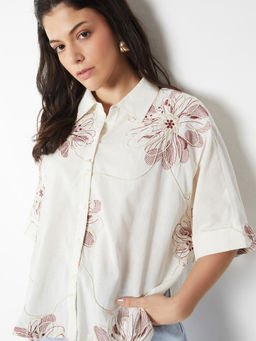 max - Women's Off White Embroidered Shirt
