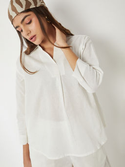 max - Women's Off White Solid Shirt