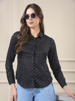 CRIMSOUNE CLUB - Women's Black Printed Modal Shirt