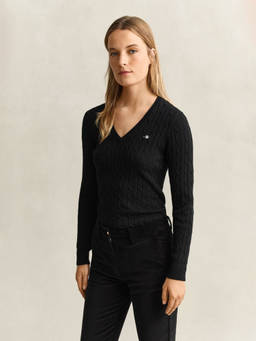 GANT - Women's Black Textured Slim Fit Sweater
