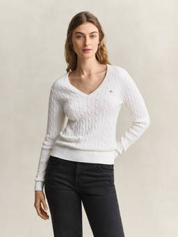 GANT - Women's White Textured Slim Fit Sweater