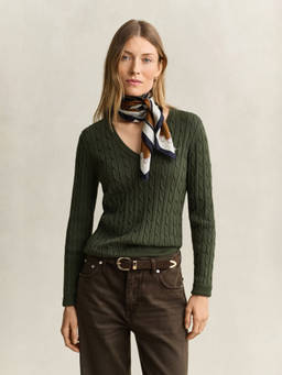 GANT - Women's Forest Green Textured Slim Fit Sweater