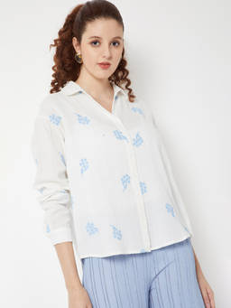 max - Women's Cream Embroidered Shirt