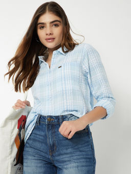 max - Women's Blue Checked Shirt