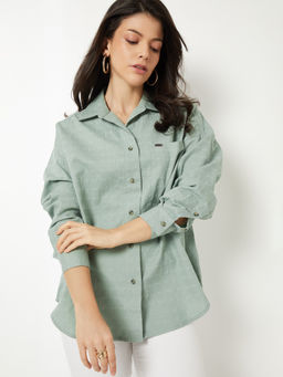 max - Women's Green Checked Oversized Shirt