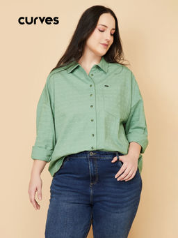 max - Women's Green Checked Oversized Shirt