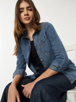 max - Women's Blue Washed Denim Shirt