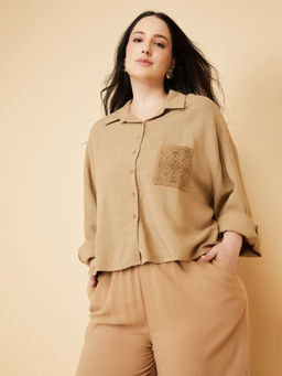 max - Women's Beige Solid Shirt