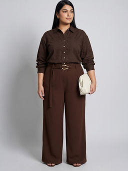 max - Women's Brown Embroidered Shirt