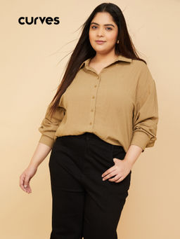max - Women's Beige Solid Shirt