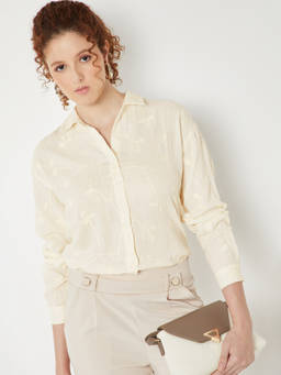 max - Women's Cream Embroidered Regular Fit Shirt