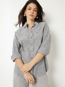 max - Women's Black Striped Oversized Shirt
