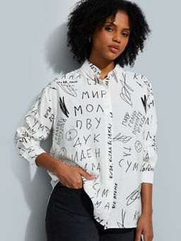max - URB_N Women's Cream Printed Shirt