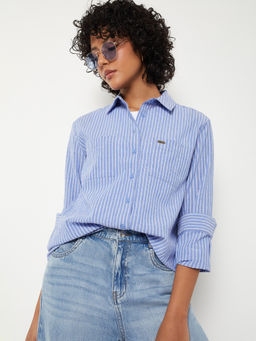 max - Women's Blue Striped SHIRT