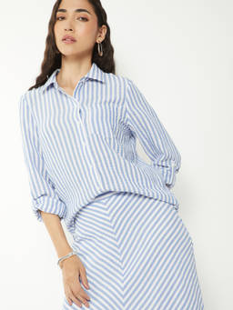 max - Women's Cream Striped Shirt