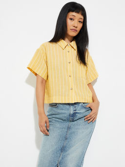 max - ALAYA F x URB_N Women's Yellow Striped Shirt