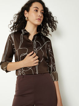 max - Women's Brown Printed Shirt