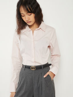 max - Women's Pink Solid Regular Fit Shirt
