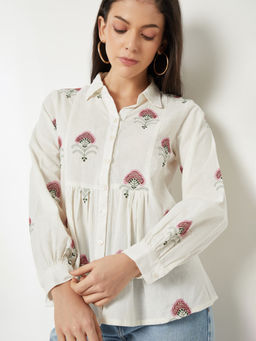 max - Kalki x Max Women's Off White Embroidered Shirt