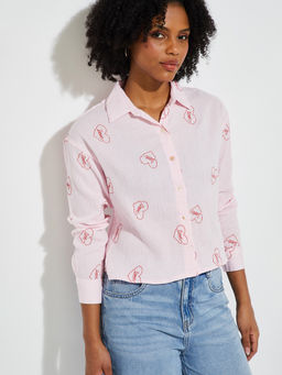 max - URB_N Women's Pink Embroidered Shirt