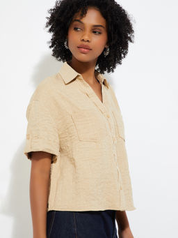max - URB_N Women's Beige Textured Shirt