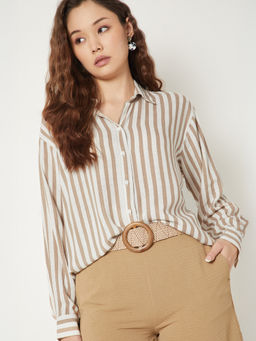 max - Women's Beige Striped Shirt