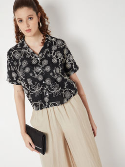 max - Women's Black Embroidered Shirt