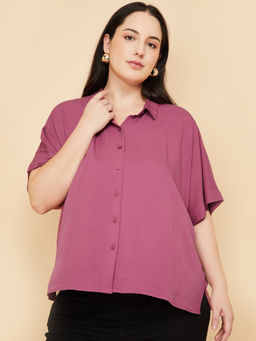 max - Women's Pink Solid Regular Fit Shirt