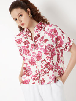 max - Women's Pink Floral Print Shirt