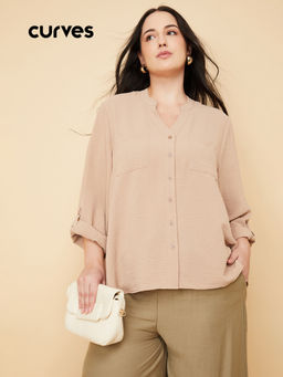 max - Women's Beige Textured Shirt