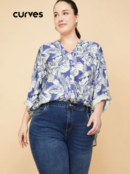 max - Women's Blue Printed Shirt