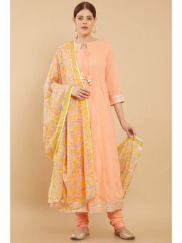 Soch - Women Peach Cotton Embellished/sequined Suit (Set of 3)