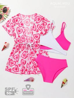 Aqua Like U - Girls 3-Piece Pink Swimsuits