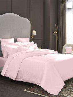 MYTRIDENT - Nectarsoft Solid 1 King Bedsheet With 4 Pillow Cases, 600Tc-Light Pink (Set of 5)