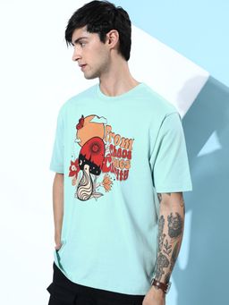 DILLINGER - Turquoise Blue Graphic Oversized T Shirt