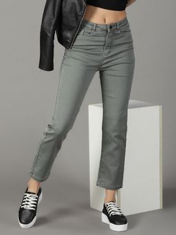 SHOWOFFFF - Women's Stretchable Clean Look Grey Relaxed Fit Jeans