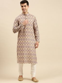 Sanwara - Yellow Cotton Printed Kurta Pyjama (Set of 2)