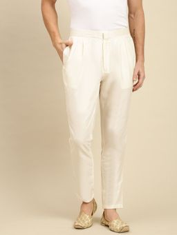 Sanwara - Mens Solid Cream Colour Art Silk Payjama Style Pant