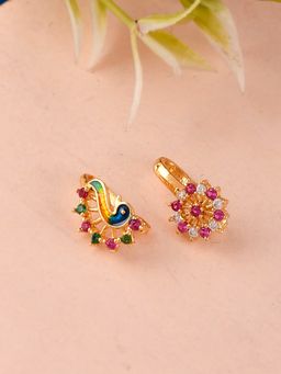 Silvermerc Designs - Set of 2 Gold Plated Kundan Studded Traditional Nose Pin