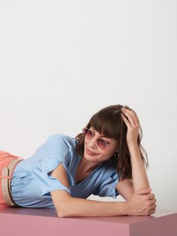 VERO MODA - Blue Solid T-Shirt