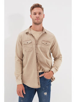 Trendyol - Man Beige Casual Shirt