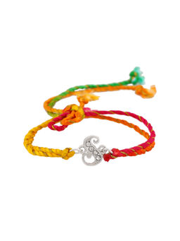 Estele - Rhodium Plated Artistic 'S' Initials Rakhi with Crystals & Fancy Silk Thread