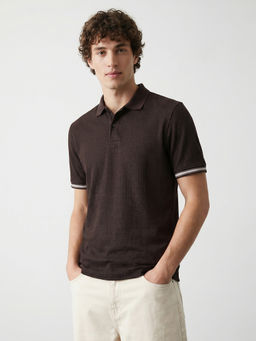 R&B - Men'S Brown Polo Neck Polo T-Shirt