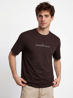 R&B - Men'S Brown Round Neck Printed Relaxed Fit T-Shirt