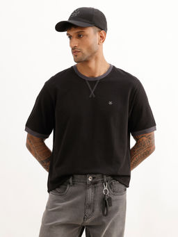 WROGN - Comfort Fit Textured Contrast Collar T-Shirt